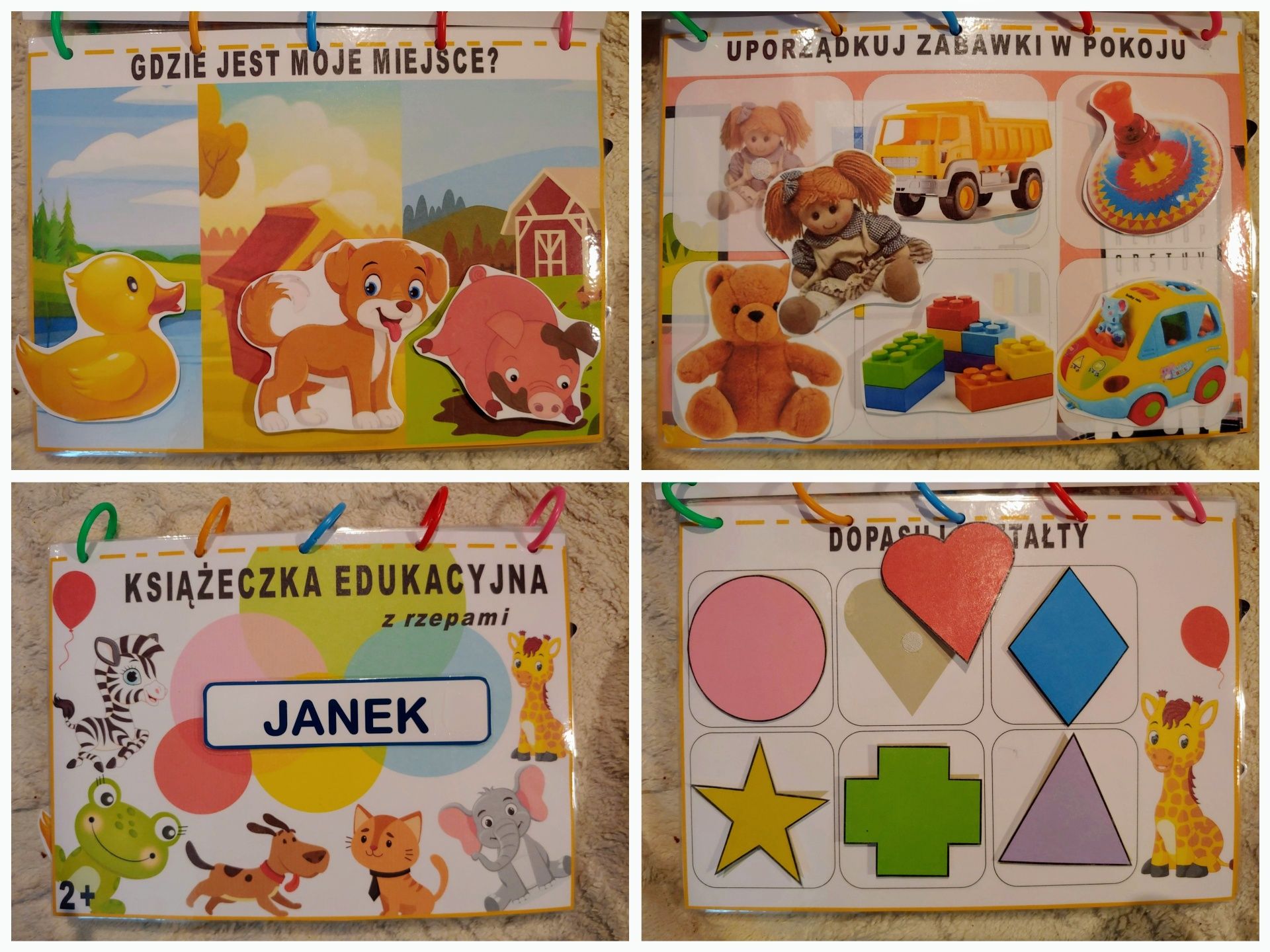 Książeczka laminowana z rzepami z imieniem dziecka personalizacja