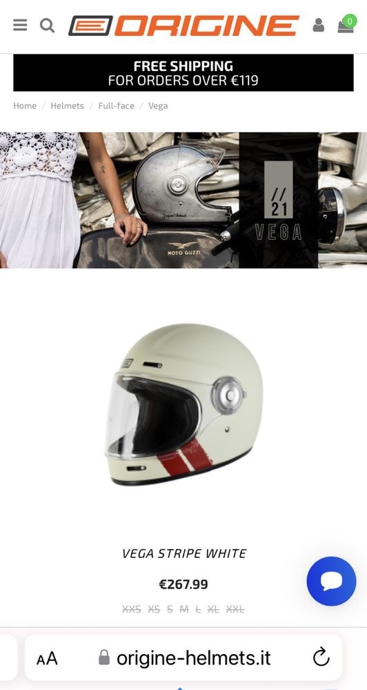 Capacete Origine Vega - Stripe White (tamanho L) **NOVO**