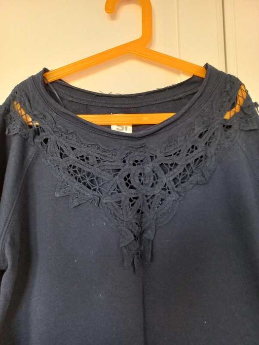 Bluza granatowa z koronką Sinsay M 38