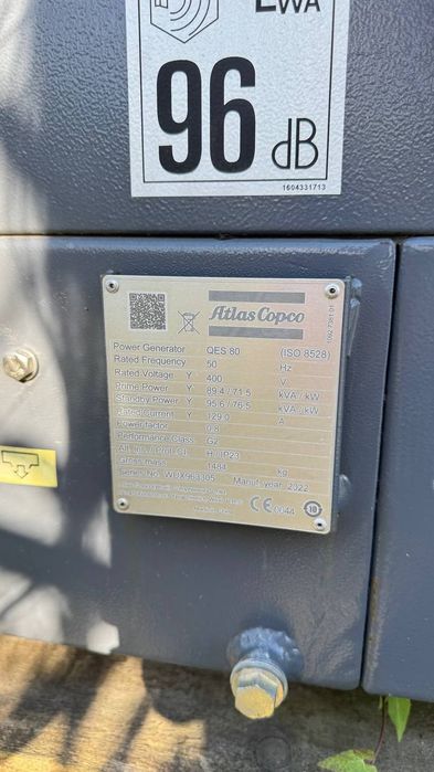 Дизельный генератор 90кВА/72кВт Atlas Copco QES 80