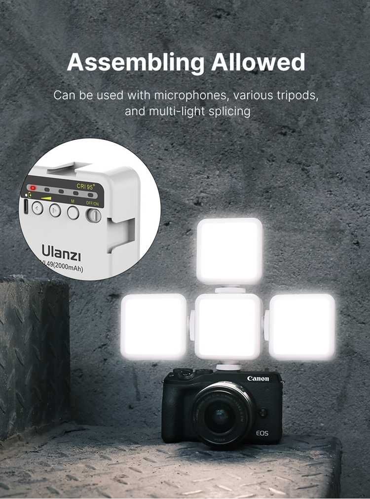 Ulanzi vl49 6w LED Camara vídeo bateria 2000mah 5500k iluminação NOVO