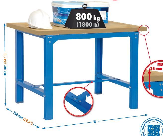 Bancada de Trabalho BT6 PLYWOOD 1200x750 AZUL