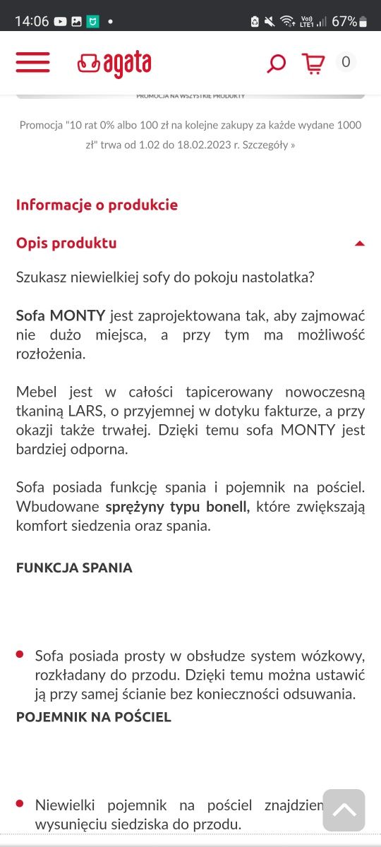 Sofa rozkładana ze schowkiem