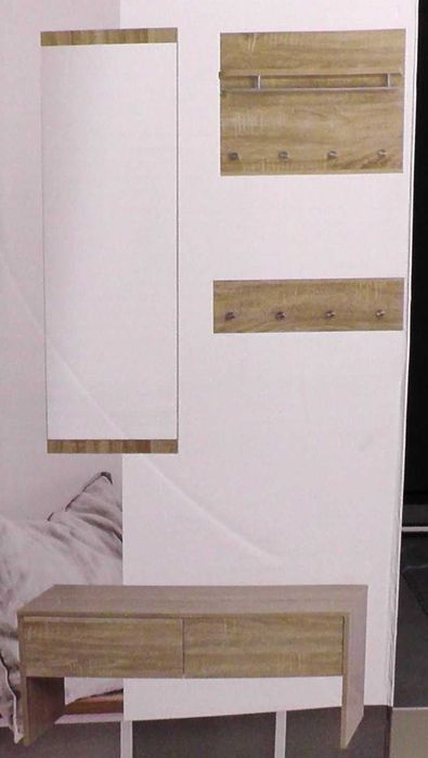 Garderoba zestaw lustro ławka półka wieszak MDF na przedpokój