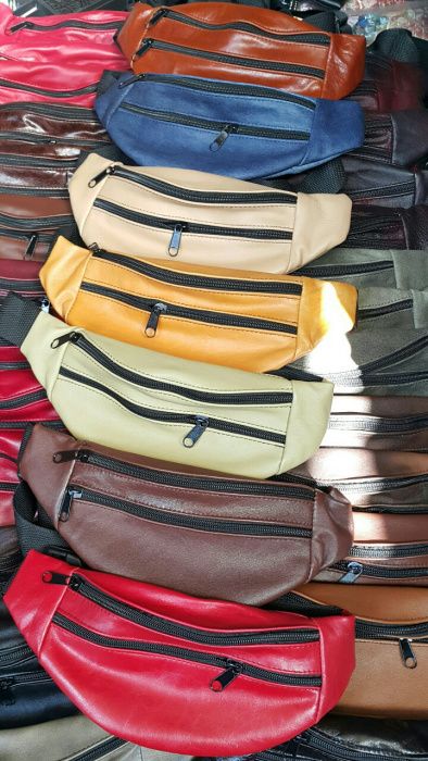 Бананки из натуральной кожи стильная кожаная сумка на пояс на плечо