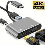 USB Хаб 4 in 1 Адаптер для 4К Type C to HDMI VGA USB 3.0 PD
