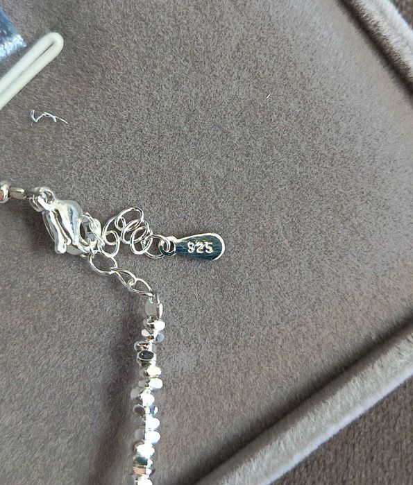 Pulseira quebrada em prata de lei S925 com água-marinha natural