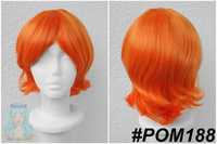 Jaskrawa pomarańczowa neonowa krótka peruka z grzywką cosplay wig