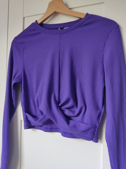 Fioletowy bakłażanowy crop top h&m rozmiar M/38