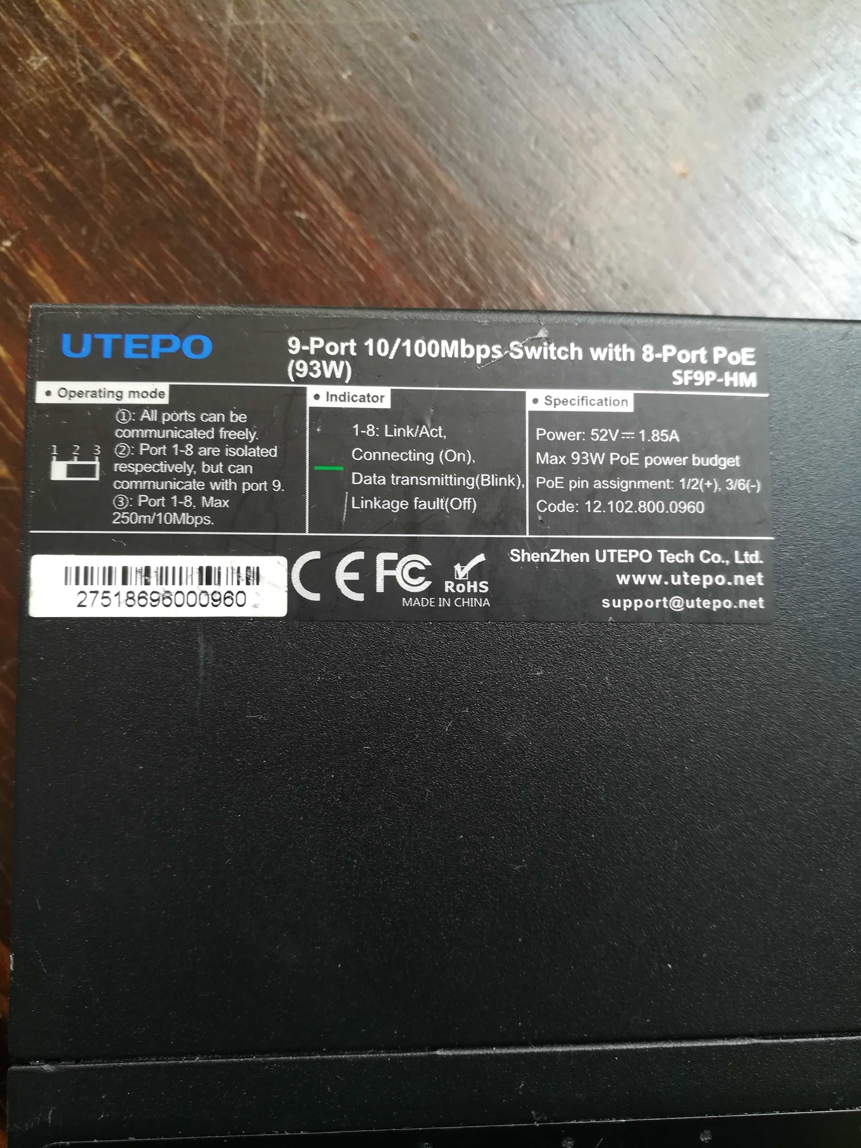 Продаю 9-портовый неуправляемый коммутатор PoE SF9P-HM 10/100 Мбит