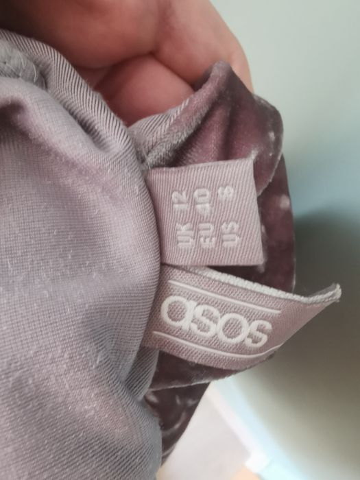 Welurowa aksamitna pluszowa sukienka ciążowa Asos roz 12 40 M/L