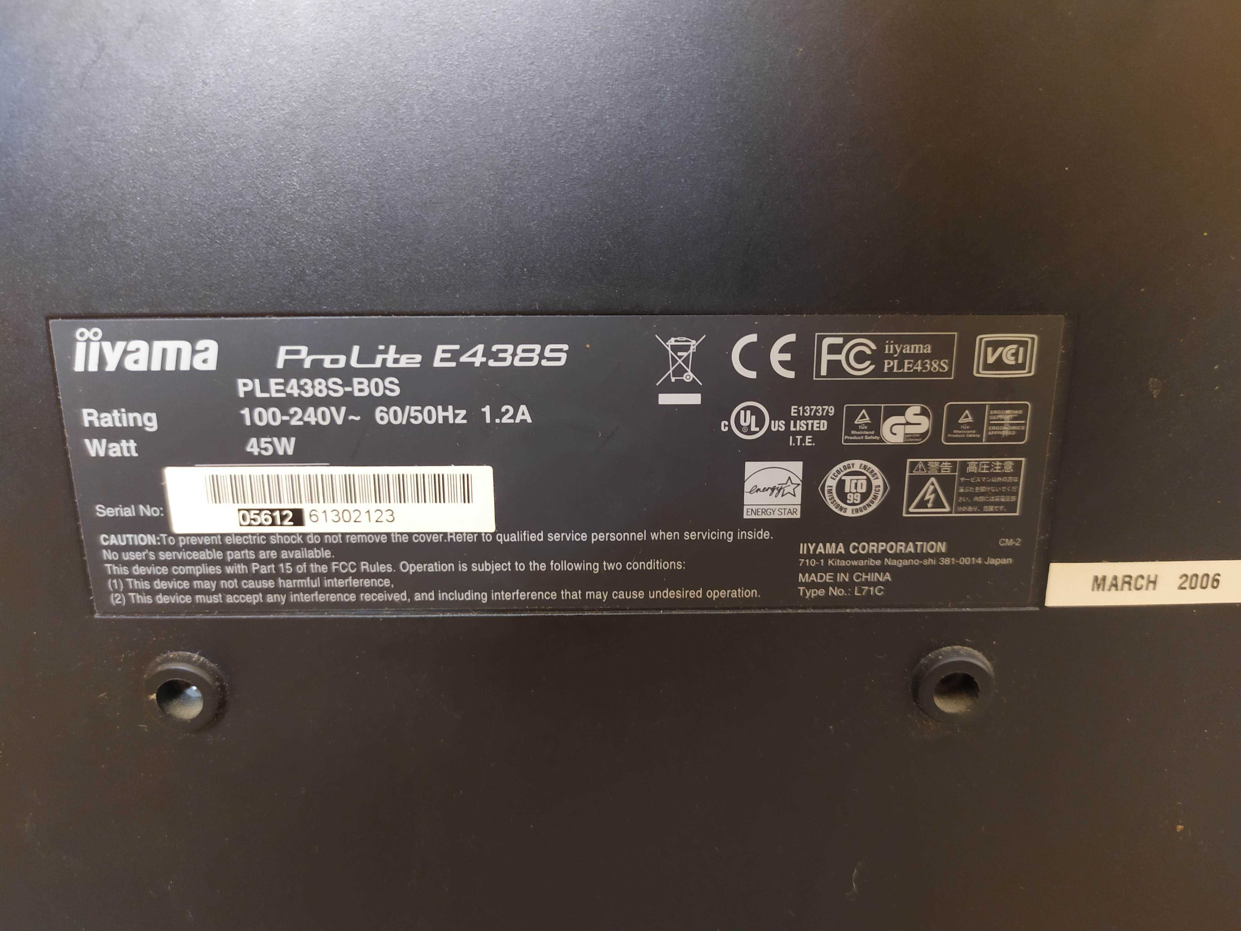 Monitor 17" iiyama E438S