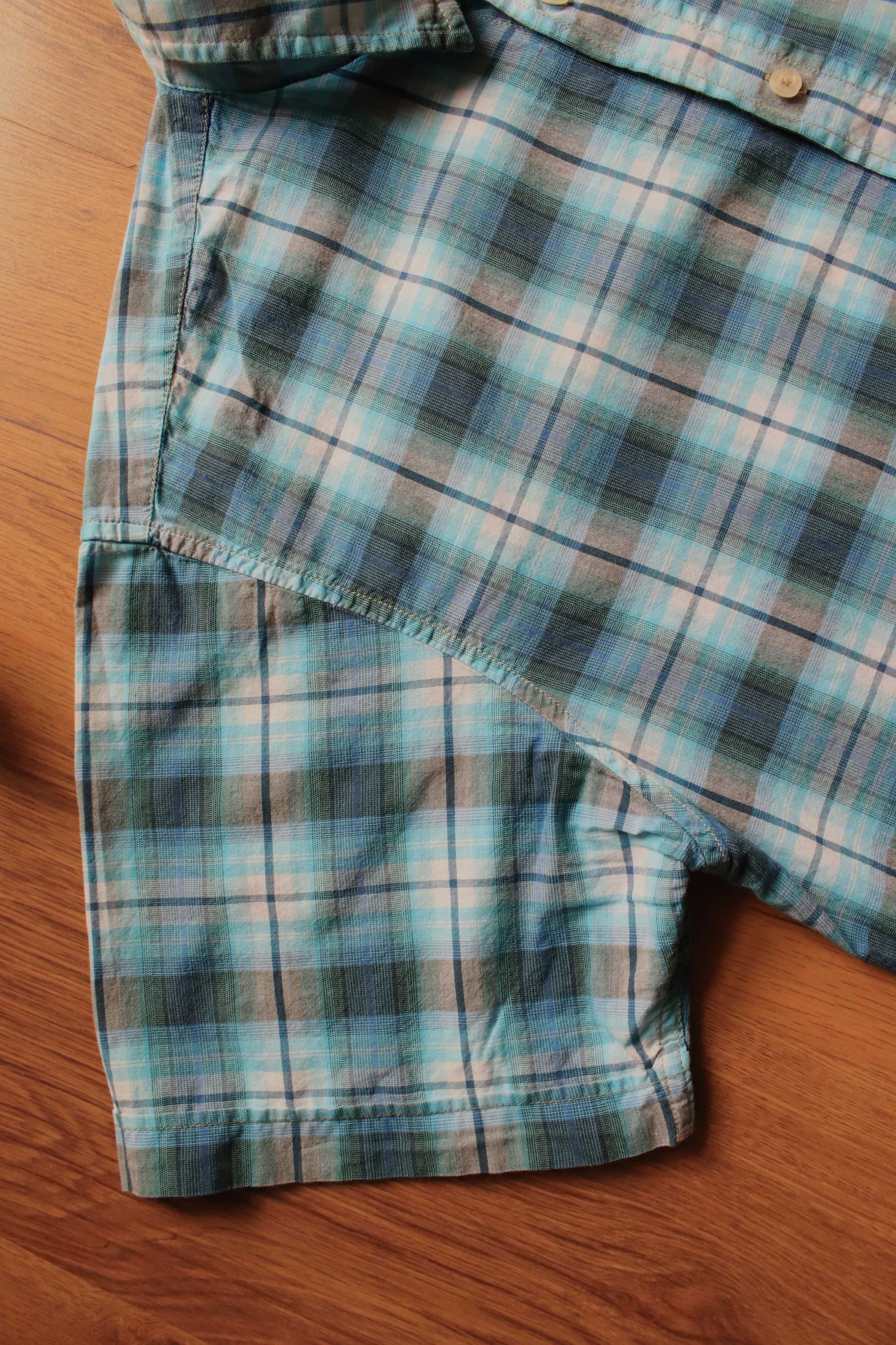 Koszula Tom Tailor r. L/XL niebieska w kratkę kr. rękaw męska bawełna
