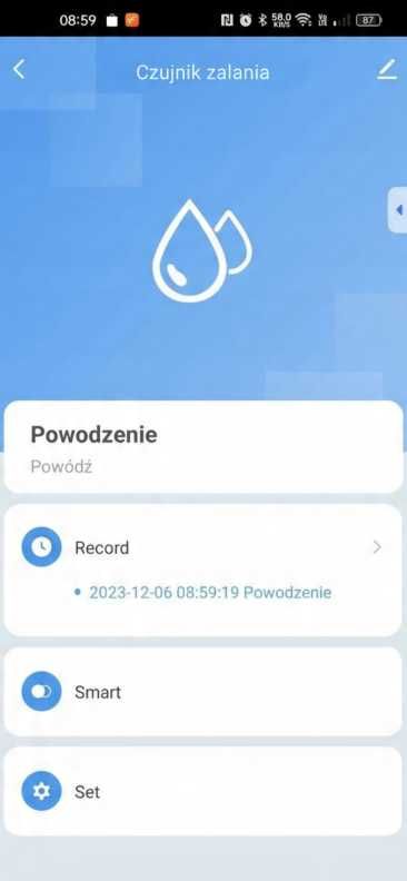 Czujnik zalania wifi tuya