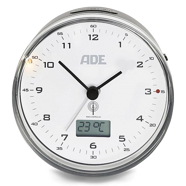 Budzik z termometrem ADE, śred. 8 cm