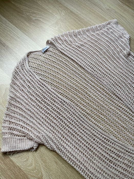 Włoska narzutka damska różowa, dzianinowa, M, Made in Italy