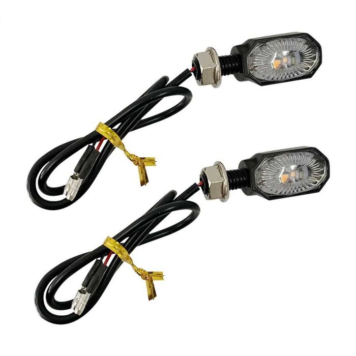 Par piscas LED octagonais rosca pequenos moto cafe racer