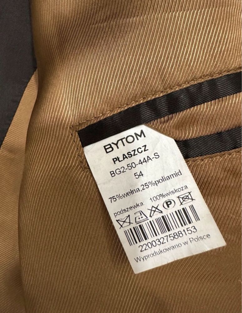 Klasyczny płaszcz dwurzędowy 75% wełna  męski elegancki Bytom XL 54