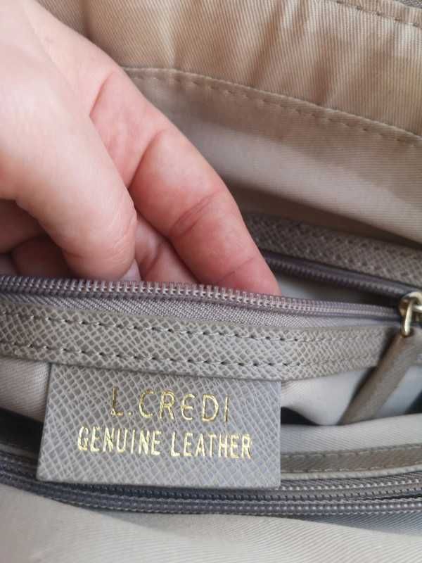 L. Credi torebka skóra kremowa duża do ręki Geniune Leather