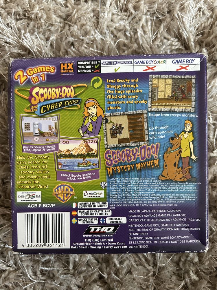 Scooby Doo Cyber Chase Mystery Mayhem gameboy advance 2 in 1 box