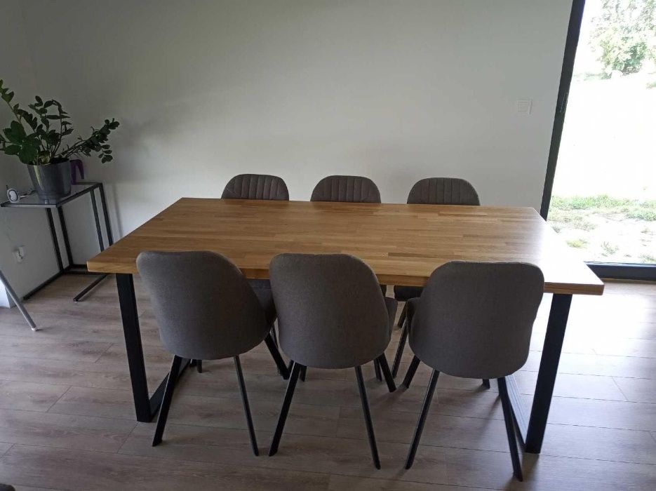 Stół drewniany dębowy 120x80x3 loft metalowe salon dąb