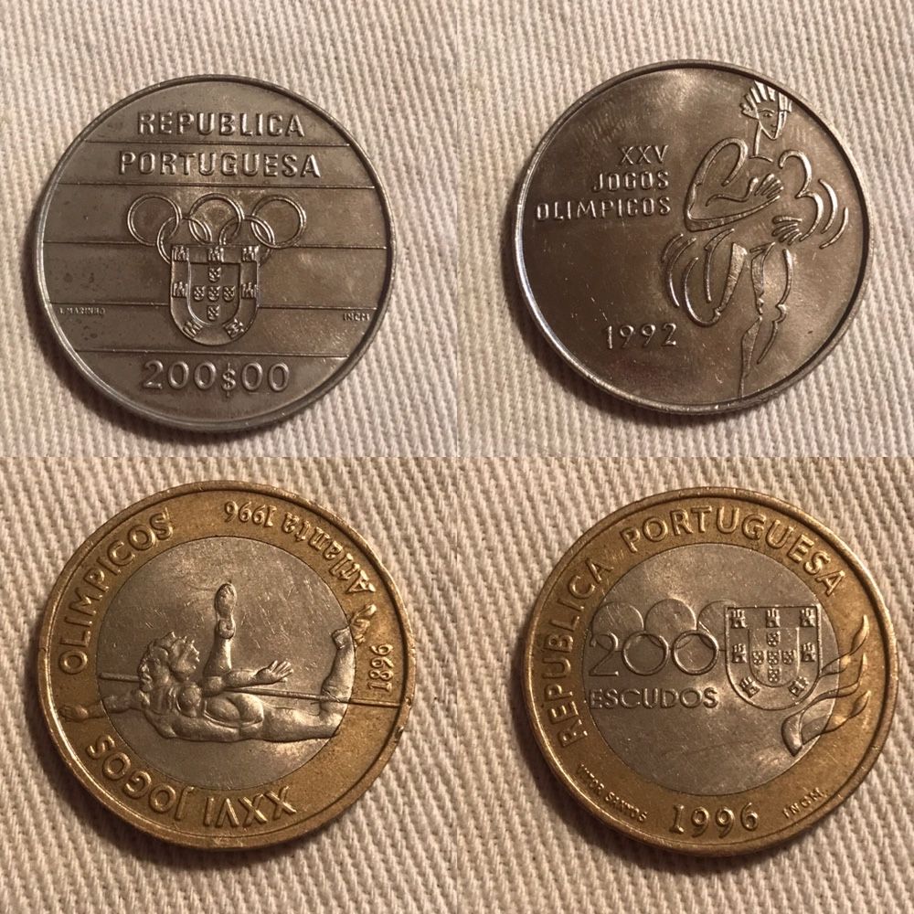 Moedas de 250, 200 e 100 escudos comemorativas