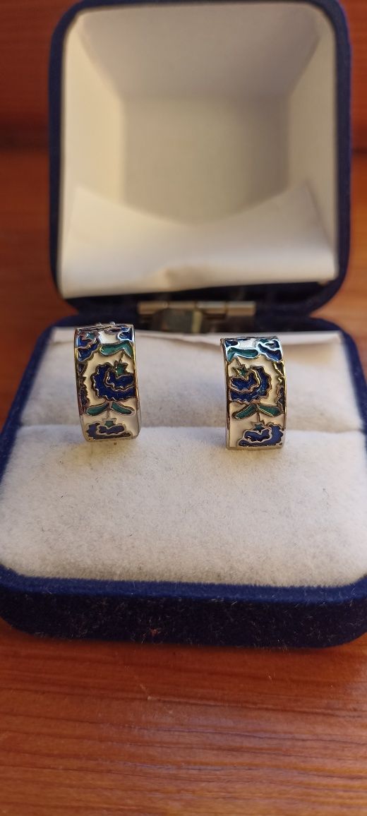 Серьги,сережки  с эмалью 925 проба