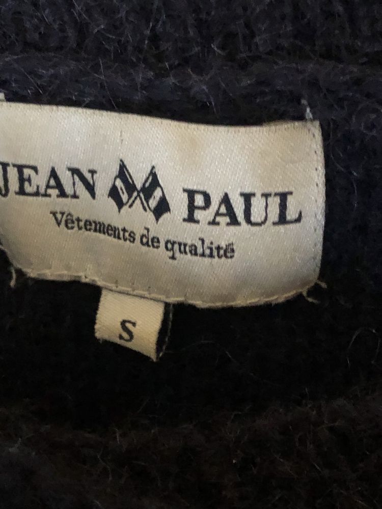 Granatowy sweter Jean Paul z wełną i moherem M