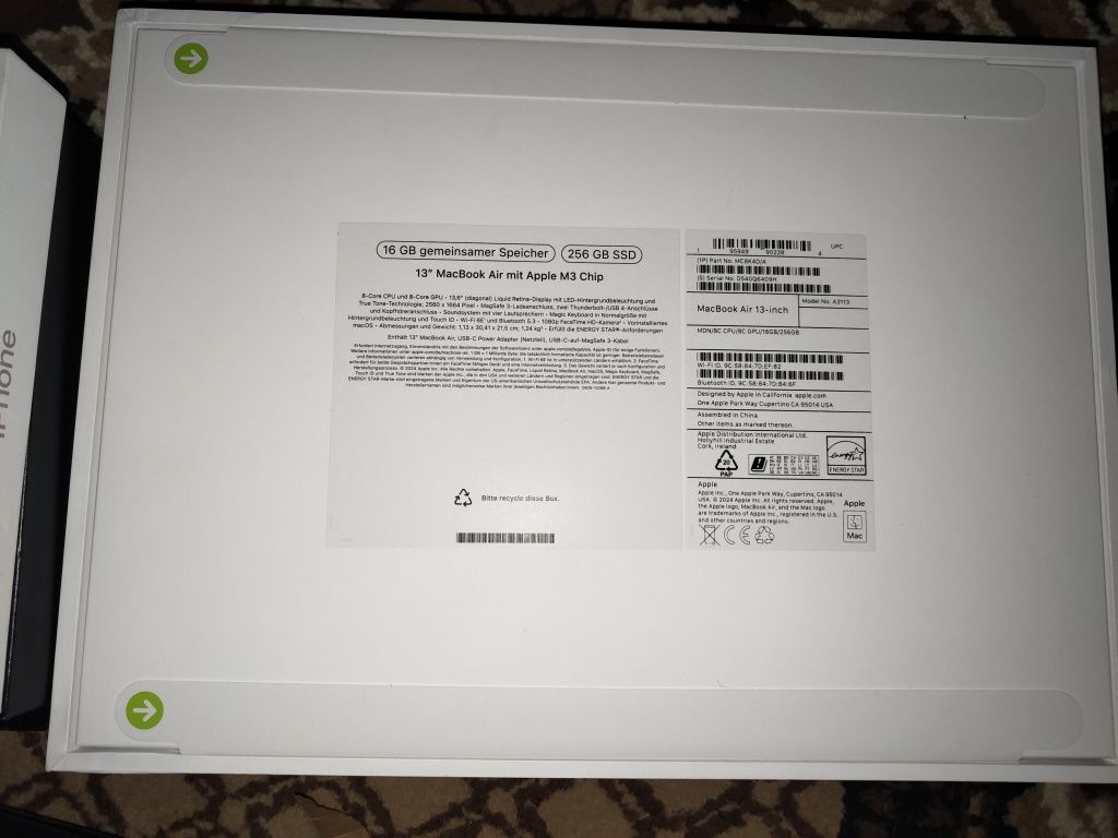 Apple MacBook Air 13“ Midnight M3 16/256 8GPU 2024 (MC8K4)