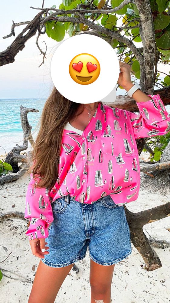 Розовая рубашка ZARA размер С/S