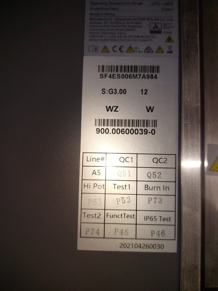 Inwerter Falownik Sofar Solar 6.6KTL-X G3 3-fazowy