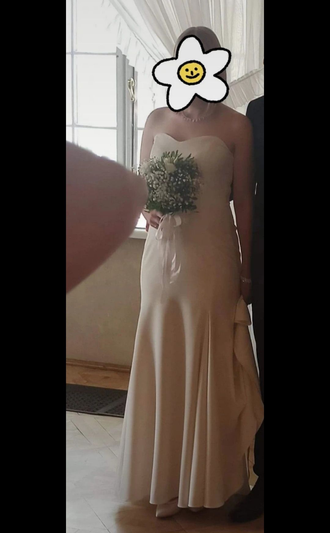 Suknia sukienka ślubna poprawiny ciążowa syrenka z trenem