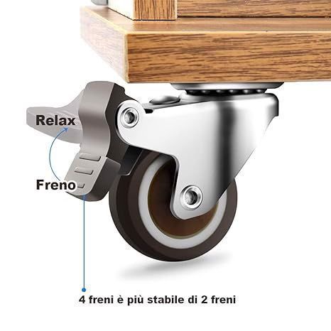 4 kółka śred. 3,2cm na płytcie obrotowej + hamulce