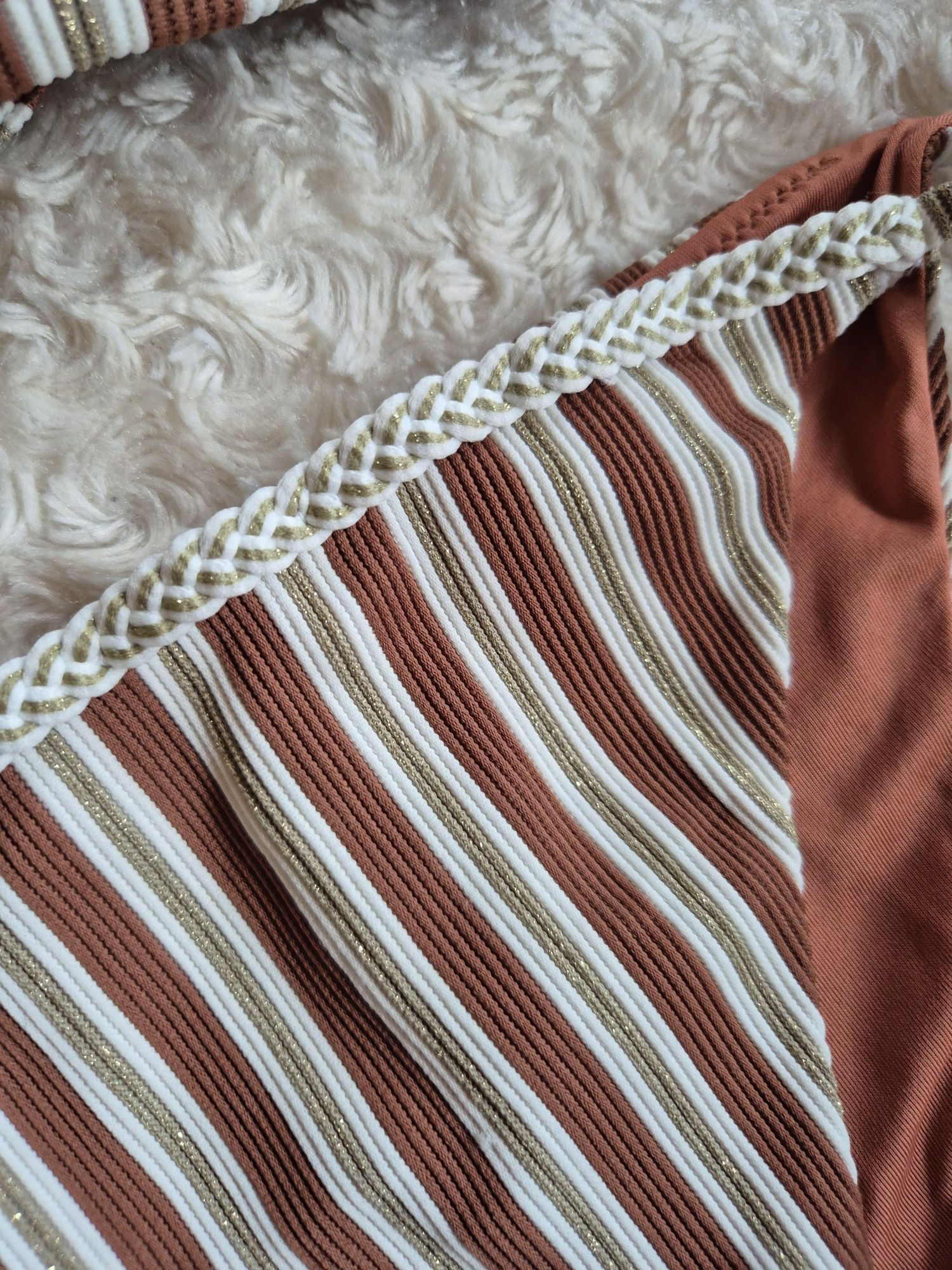 Kostium kąpielowy Calzedonia L 85B/80C/75D Rodi brązowy biały złoty