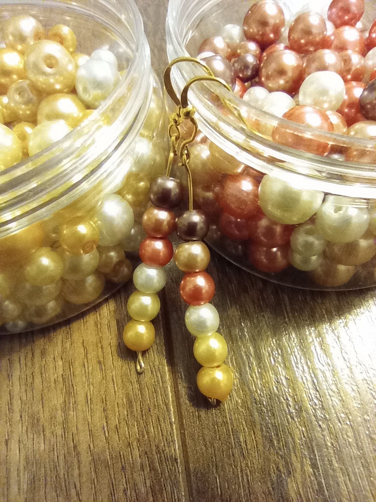 Kolczyki Błyszczące perły różowo-złote