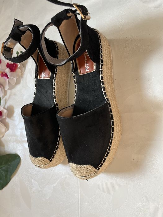 Bellamila buty espadryle sandały czarne zamszowe 38 nowe