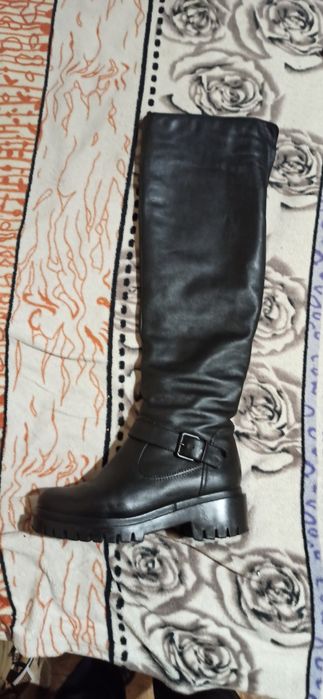 Женские кожаные зимние сапоги