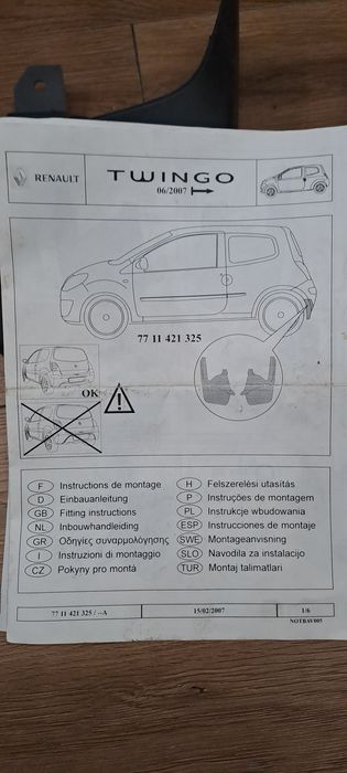 Oryginalne chlapacze tył Renault  - Twingo 2 gen. przed lift lift