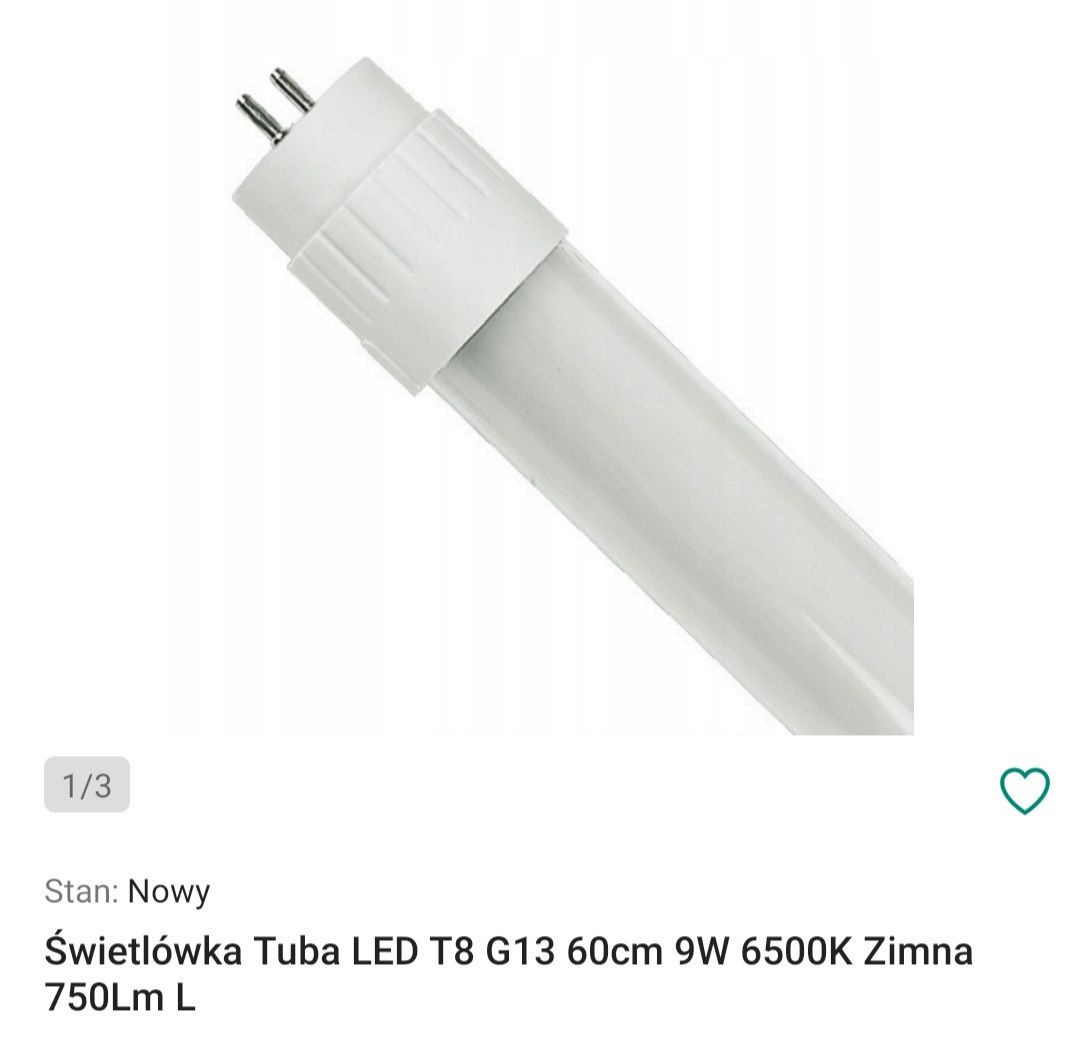 Świetlówka tuba LED T8 G13, 9W