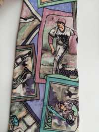 Галстук шёлковый бейсбол винтажный спортивный с принтом оригинальный