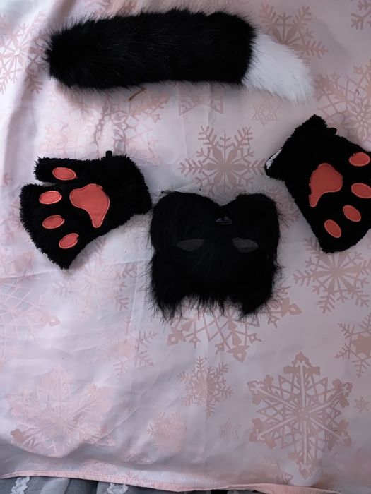 Strój przebranie kot therianie maska ogon łapki futerko roz uniwersaln