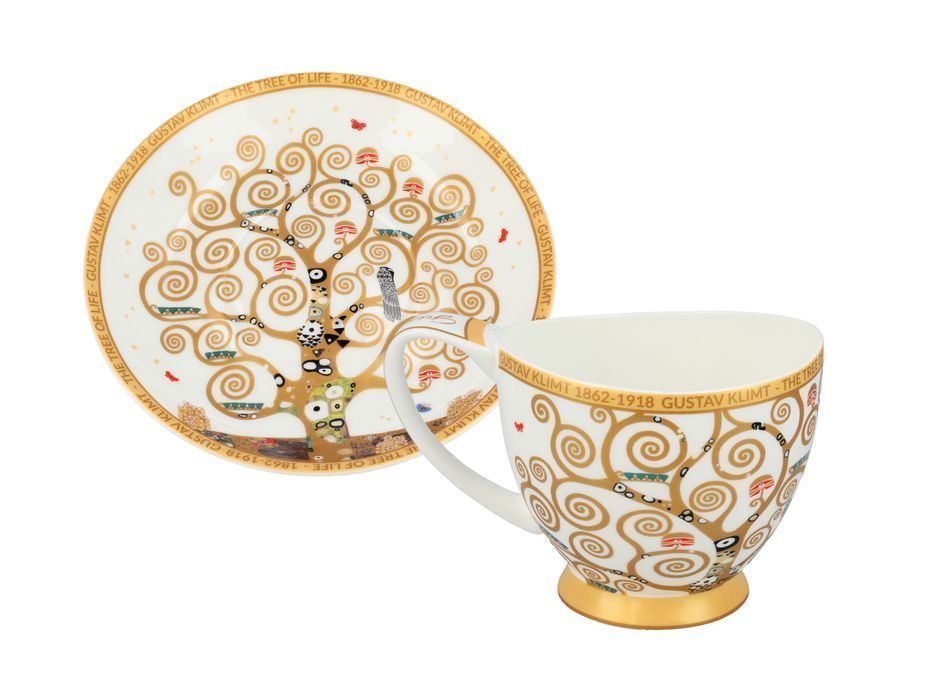 Filiżanka espresso Vanessa - G. Klimt, Drzewo życia, białe tło CARMANI
