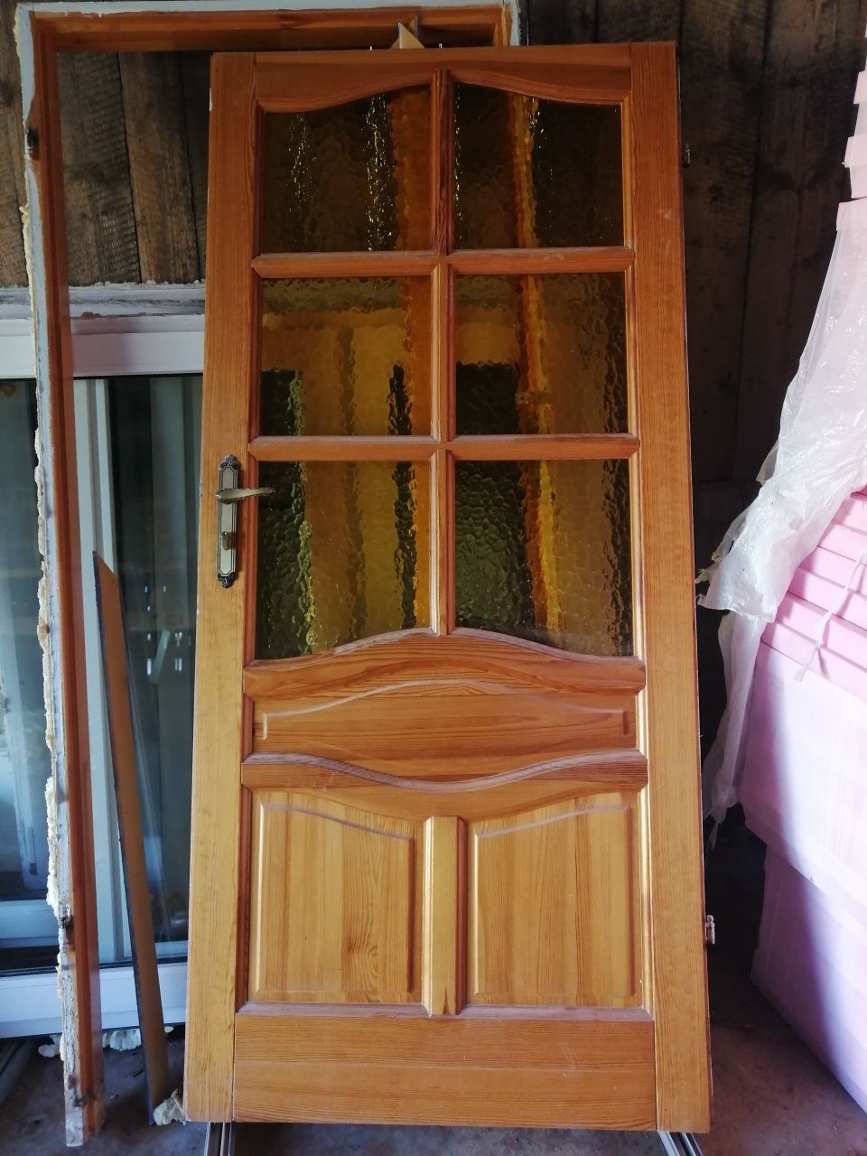 Drzwi drewniane używane lewe z futryną z demontażu