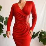 Vestido Vintage Vermelho com Decote Cruzado