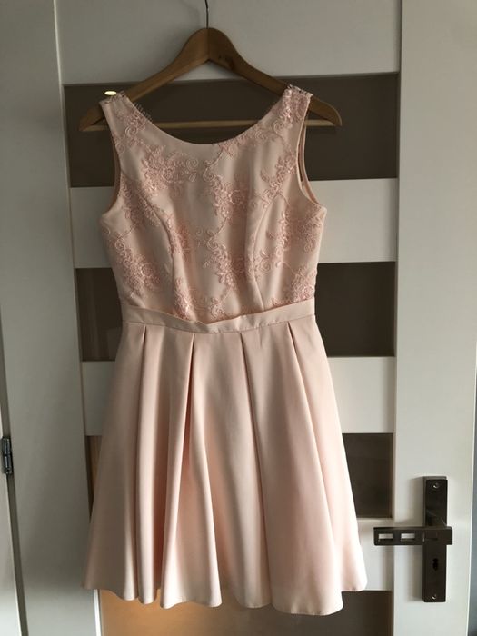 elegancka sukienka, wesele, Komunia, chrzciny, rozmiar S, łososiowa