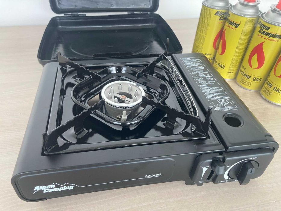 Turystyczna kuchenka gazowa czarna