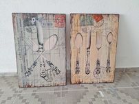 Conjunto 2 quadros de cozinha, vintage
