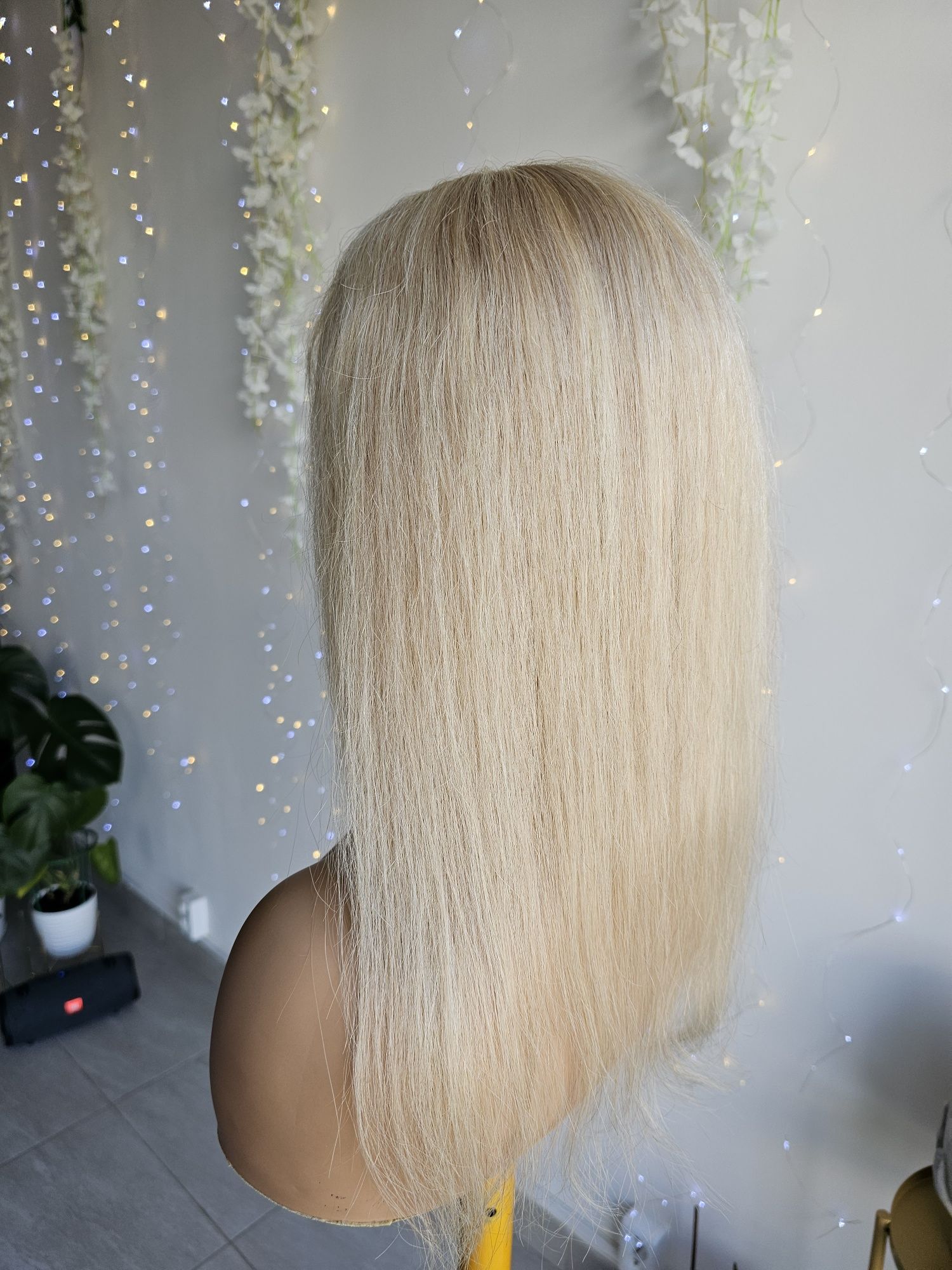 Długi topper z włosów naturalnych Fibi blond refleksy 55 cm tupet mono