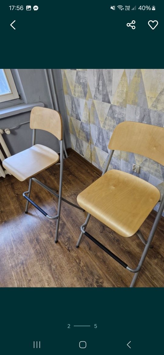 Krzesła Franklin Ikea składane barowe nowe
