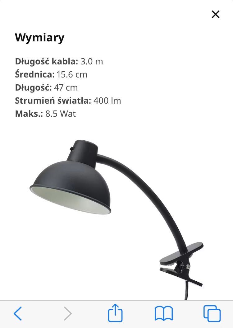 Lampka  biurkowa nocna Ikea
